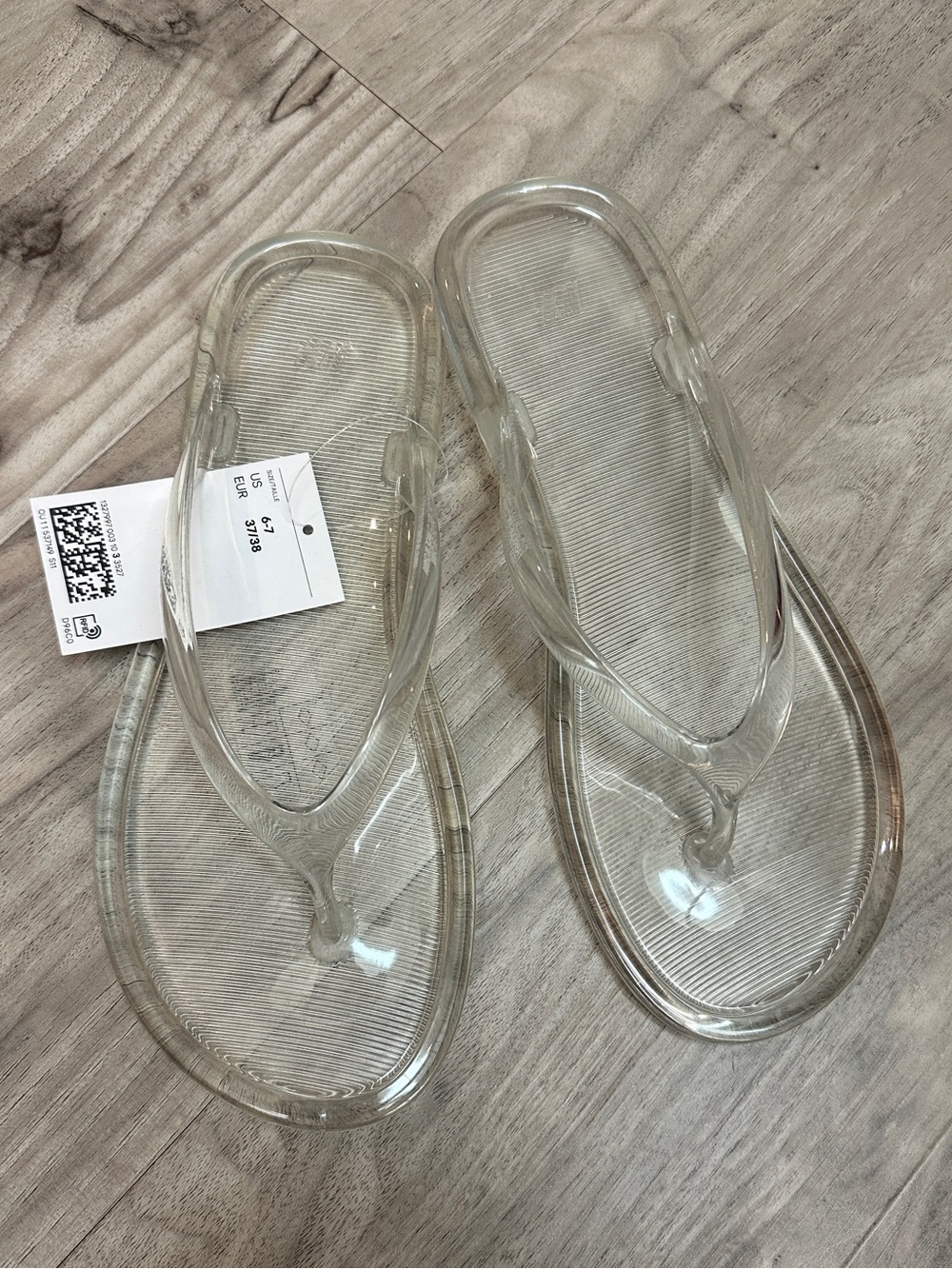 NWT Clear Jelly Flip Flop Sandals, Transparent, SIZE 6-7, EUR 37/38